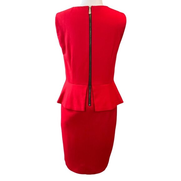 Vince Camuto Red Sleeveless Peplum Dress Exposed Back Zipper Closure Size 14 - Picture 4 of 8